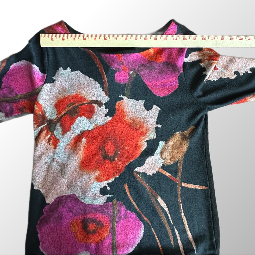 Soft Surroundings Floral Knit Tunic Women Small Black Pink Red 2CA94 Long Sleeve - Picture 7 of 9